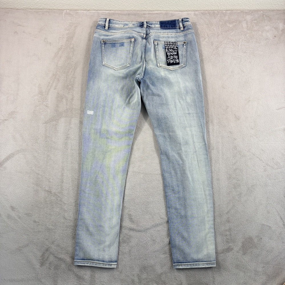 Ksubi Van Winkle Hunter Distressed Skinny Jeans in Faded Blue Men 34x30 $270